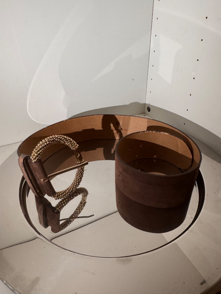 Lanvin Jewel Broche Closure Leather suede Belt
