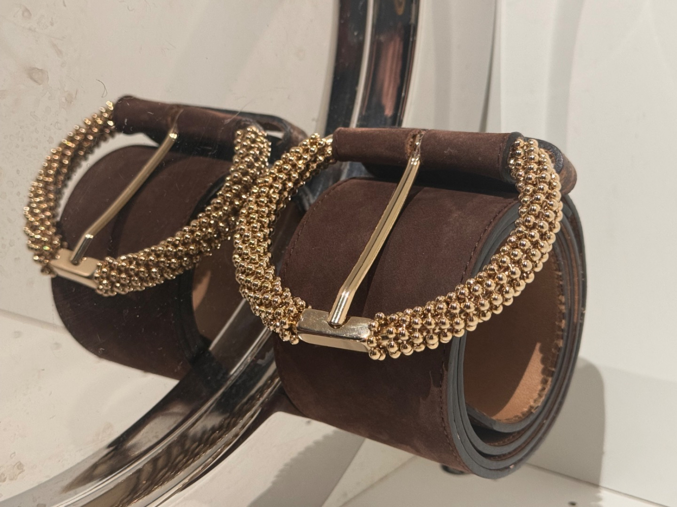 Lanvin Jewel Broche Closure Leather suede Belt