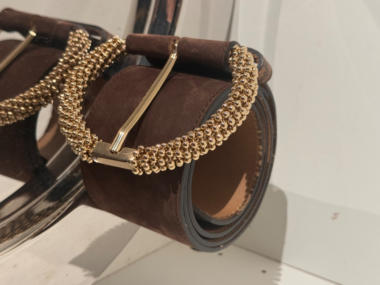 Lanvin Jewel Broche Closure Leather suede Belt