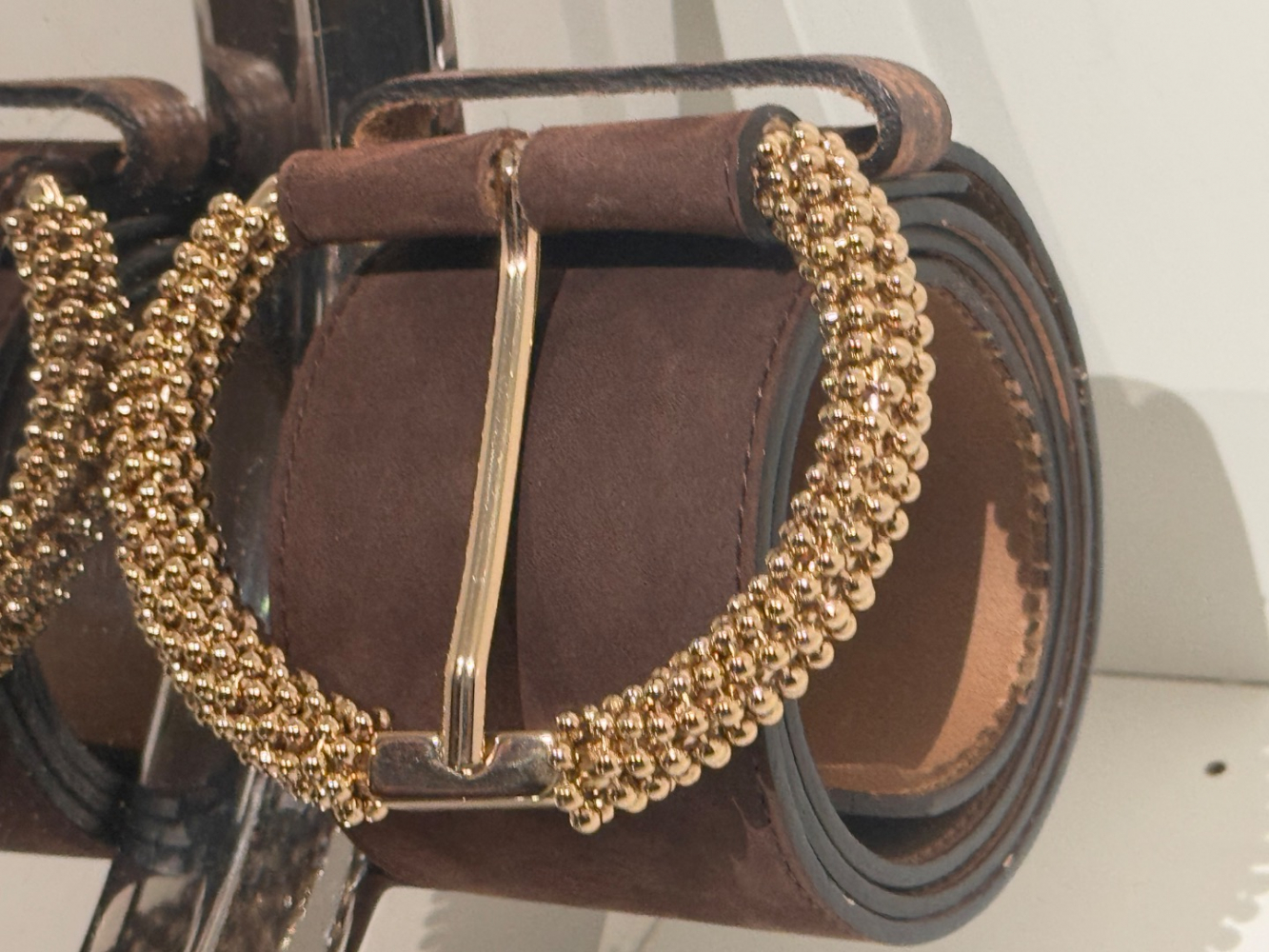 Lanvin Jewel Broche Closure Leather suede Belt