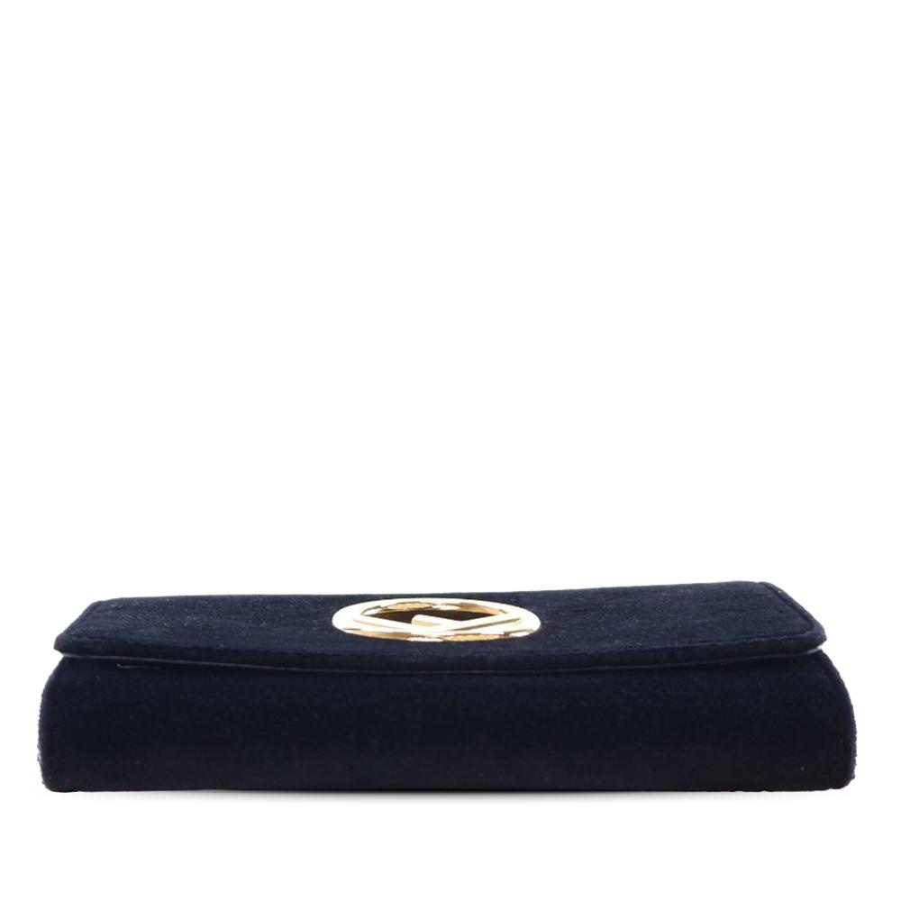 Fendi AB Fendi Black Suede Leather Velvet F is Fendi Kan I Wallet on Chain Italy