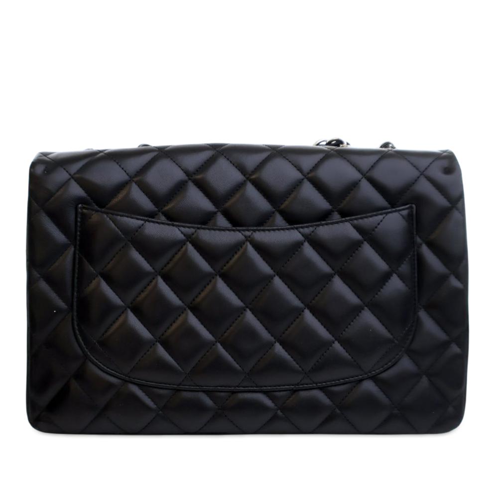 Chanel AB Chanel Black Lambskin Leather Leather Jumbo Classic Lambskin Single Flap France