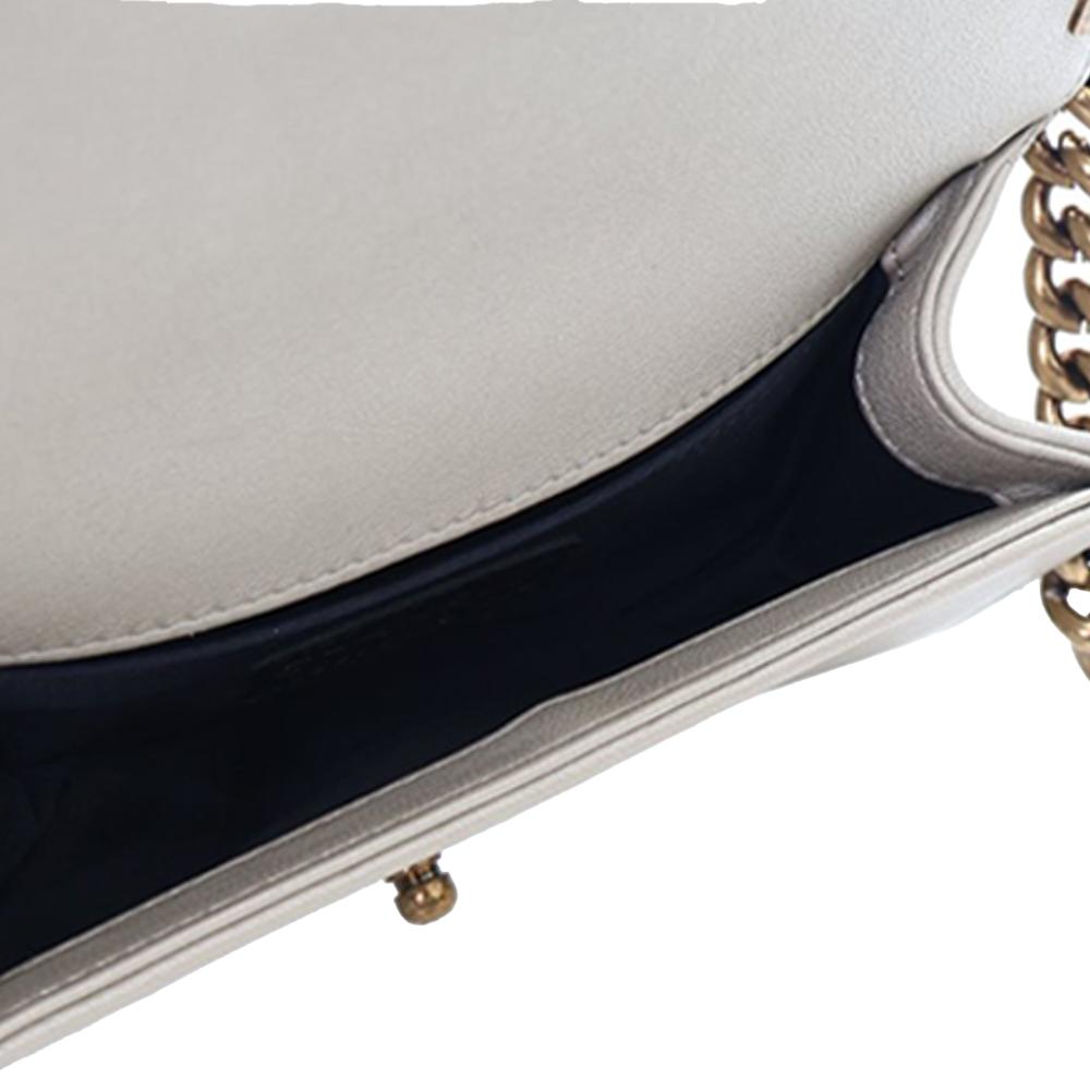 Chanel AB Chanel Gold Light Gold Lambskin Leather Leather Small Scaled Lambskin Boy Flap Italy