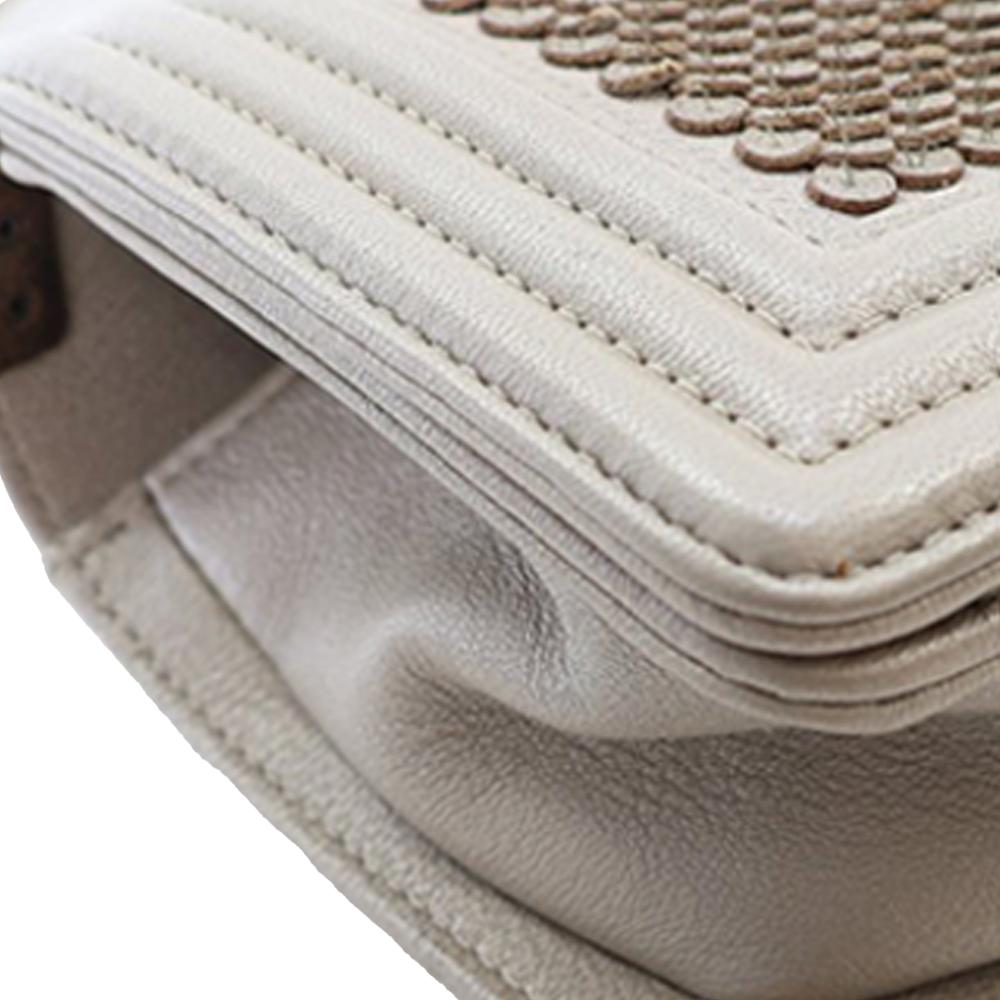 Chanel AB Chanel Gold Light Gold Lambskin Leather Leather Small Scaled Lambskin Boy Flap Italy