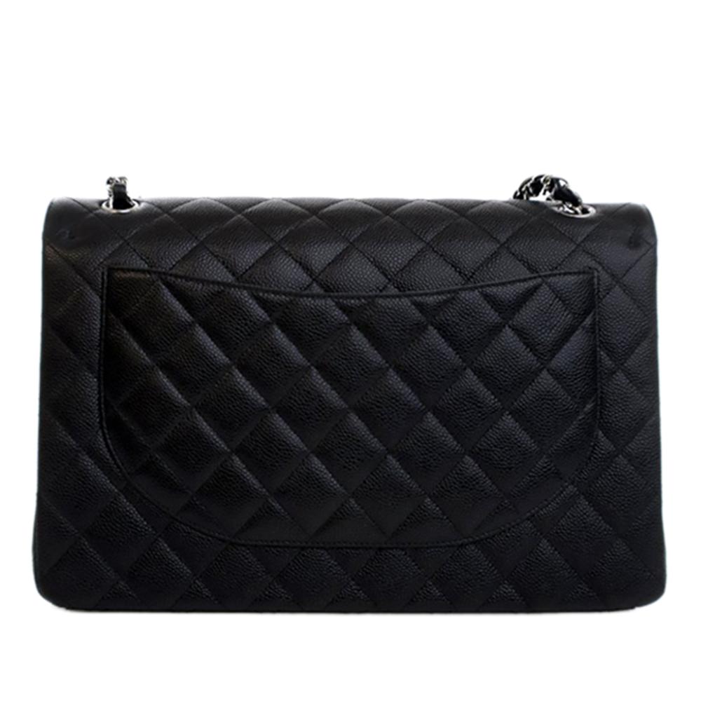 Chanel AB Chanel Black Caviar Leather Leather Maxi Classic Caviar Double Flap France