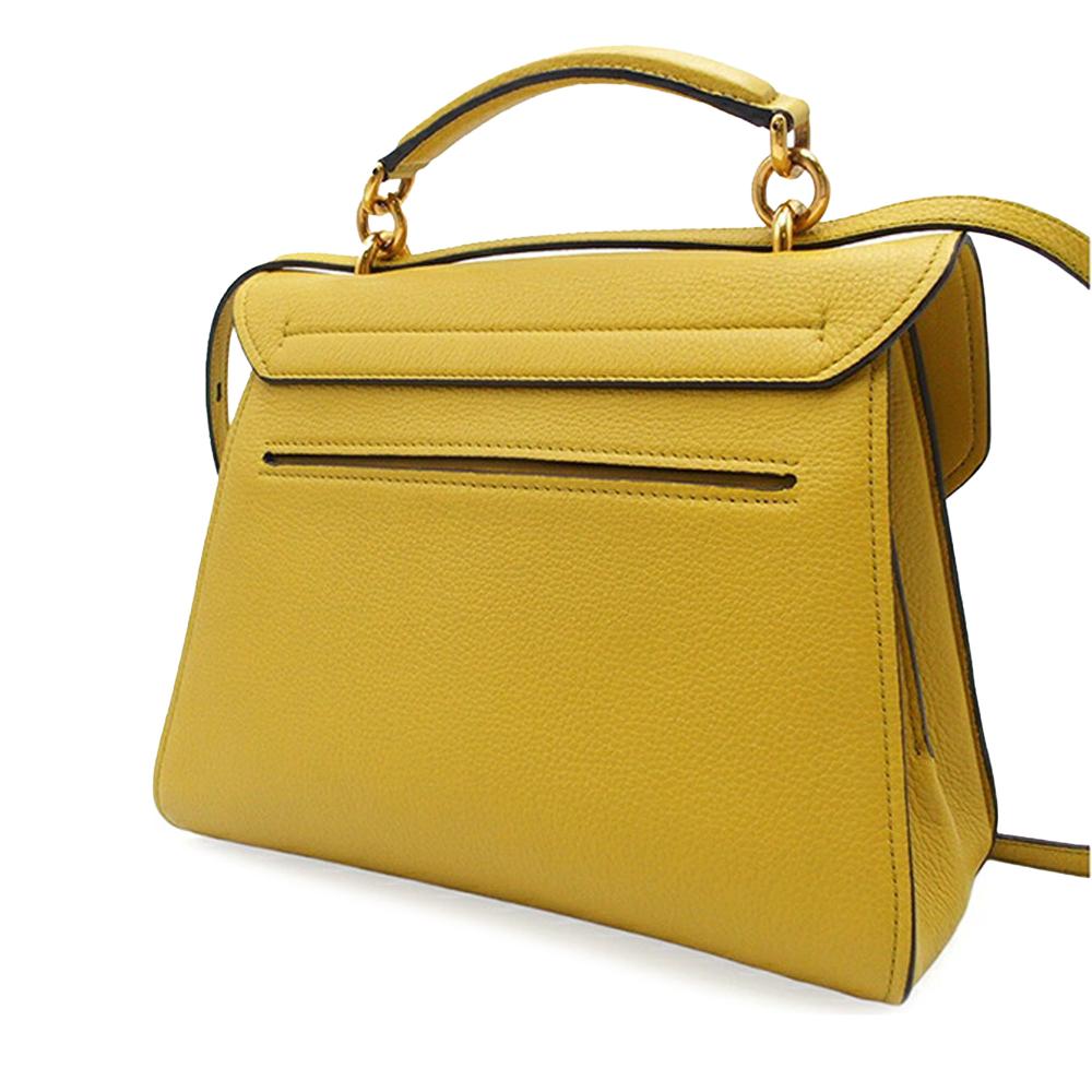 Ferragamo B Ferragamo Yellow Calf Leather skin Gancini Margot Top Handle Bag Italy