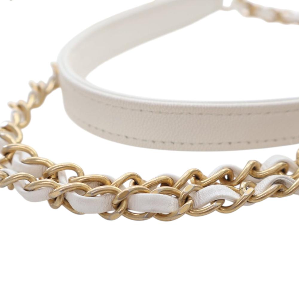 Chanel AB Chanel White Lambskin Leather Leather Small Quilted Lambskin Chic Pearls Flap Italy