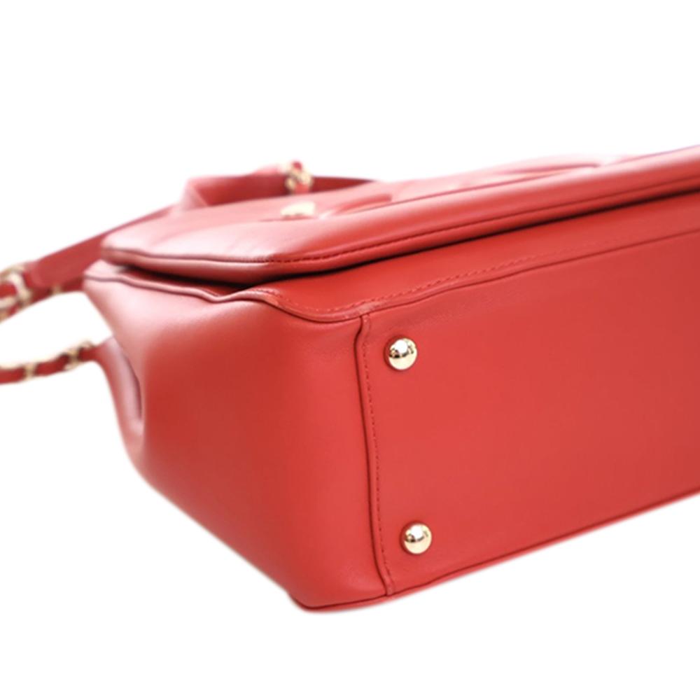 Chanel AB Chanel Red Lambskin Leather Leather Small Lambskin CC Mania Shopping Tote Italy