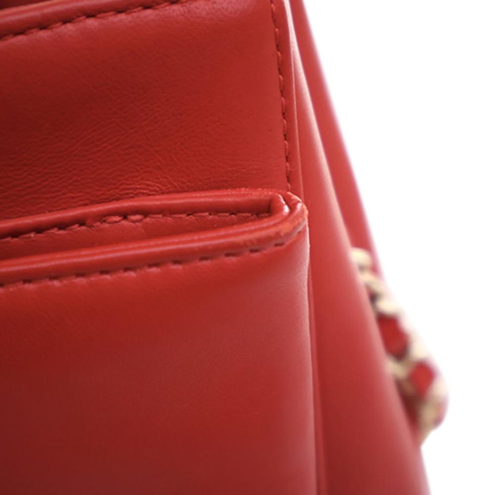 Chanel AB Chanel Red Lambskin Leather Leather Small Lambskin CC Mania Shopping Tote Italy