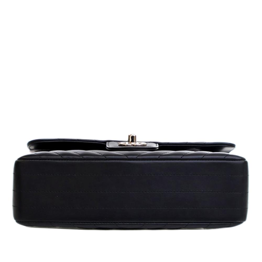 Chanel AB Chanel Black Lambskin Leather Leather Small Classic Chevron Lambskin Double Flap Italy