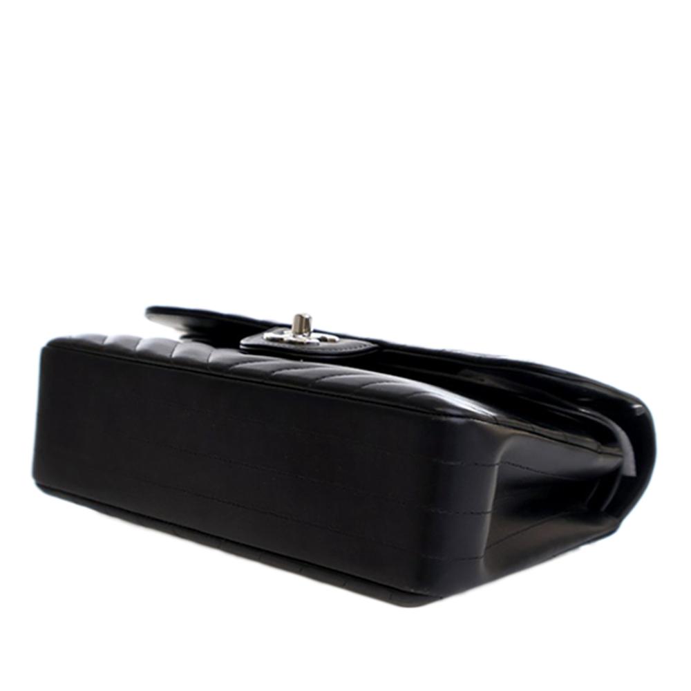 Chanel AB Chanel Black Lambskin Leather Leather Small Classic Chevron Lambskin Double Flap Italy