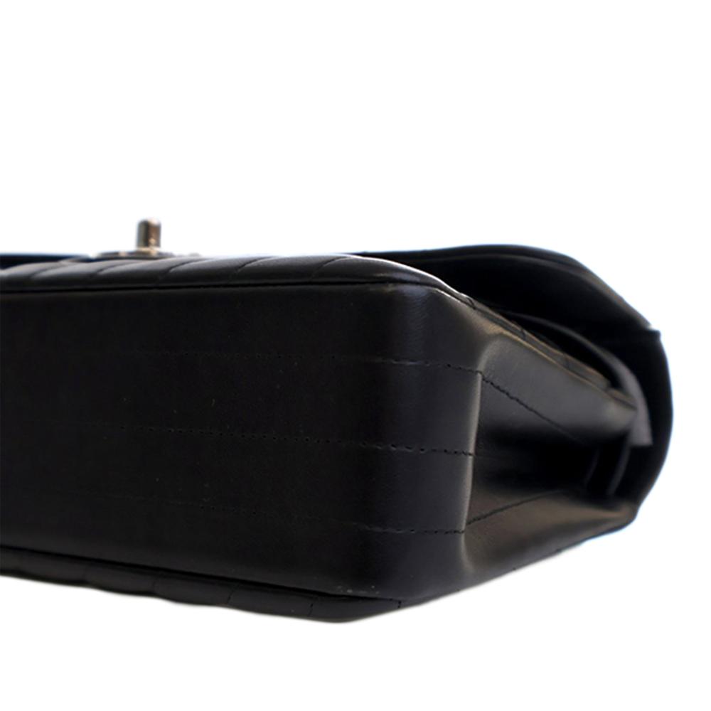 Chanel AB Chanel Black Lambskin Leather Leather Small Classic Chevron Lambskin Double Flap Italy