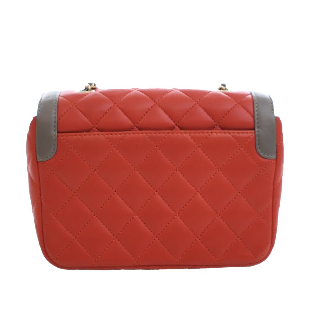 Chanel AB Chanel Red with Gray Lambskin Leather Leather Mini Quilted Lambskin Two Tone Day Flap Italy