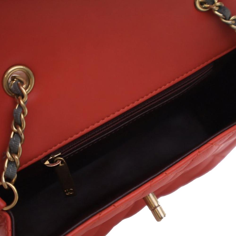 Chanel AB Chanel Red with Gray Lambskin Leather Leather Mini Quilted Lambskin Two Tone Day Flap Italy