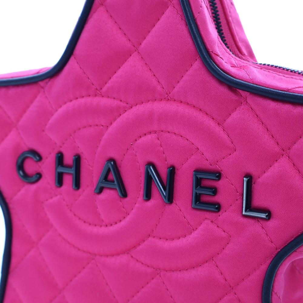 Chanel AB Chanel Pink Satin Fabric Quilted Walk Of Fame Star Crossbody France
