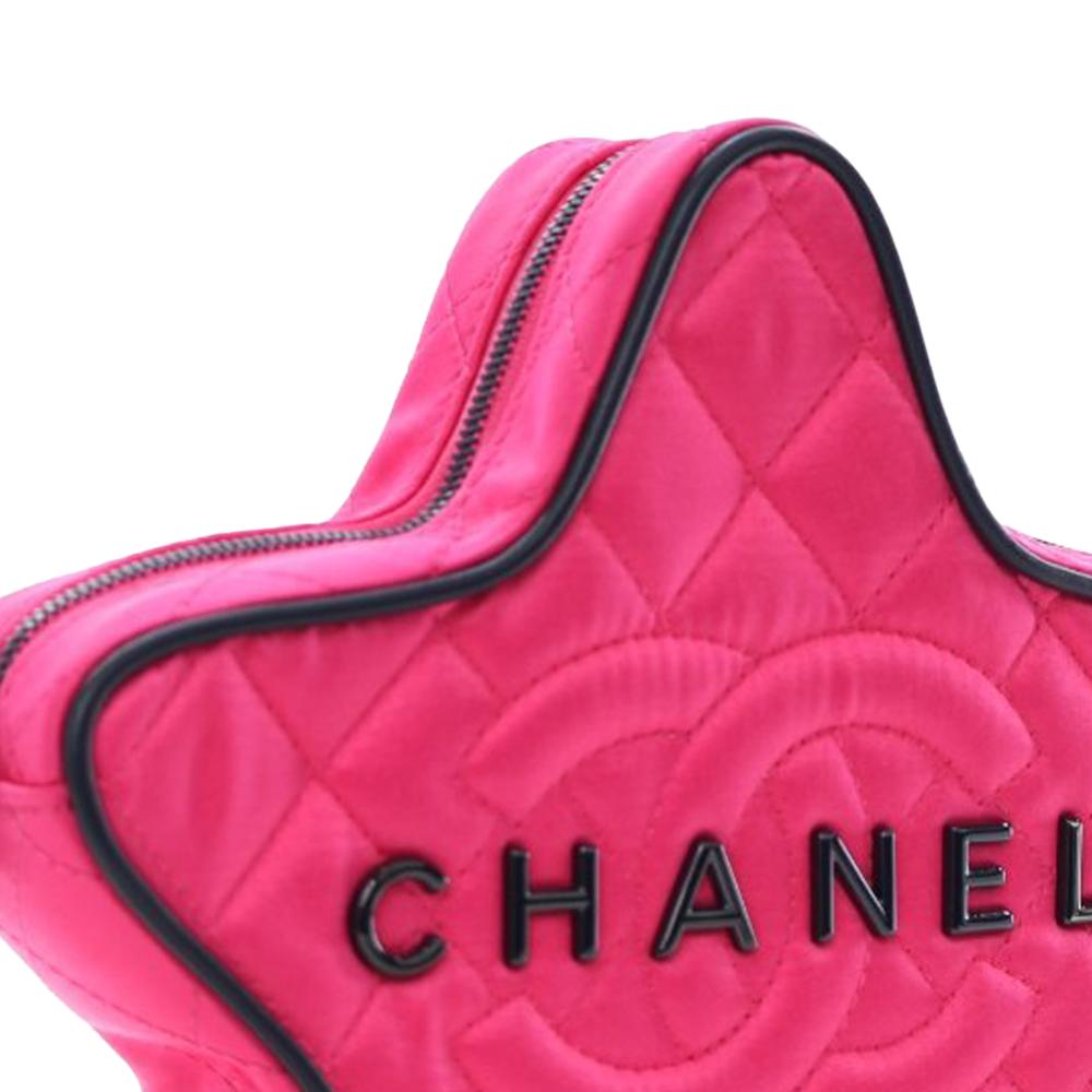 Chanel AB Chanel Pink Satin Fabric Quilted Walk Of Fame Star Crossbody France