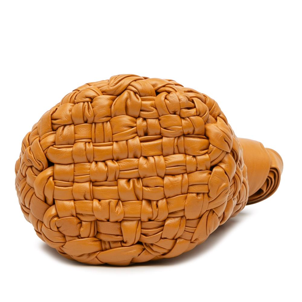 Bottega Veneta B Bottega Veneta Brown Calf Leather Small skin Intreccio Kalimero Bucket Bag Italy