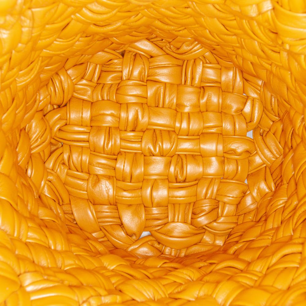 Bottega Veneta B Bottega Veneta Brown Calf Leather Small skin Intreccio Kalimero Bucket Bag Italy