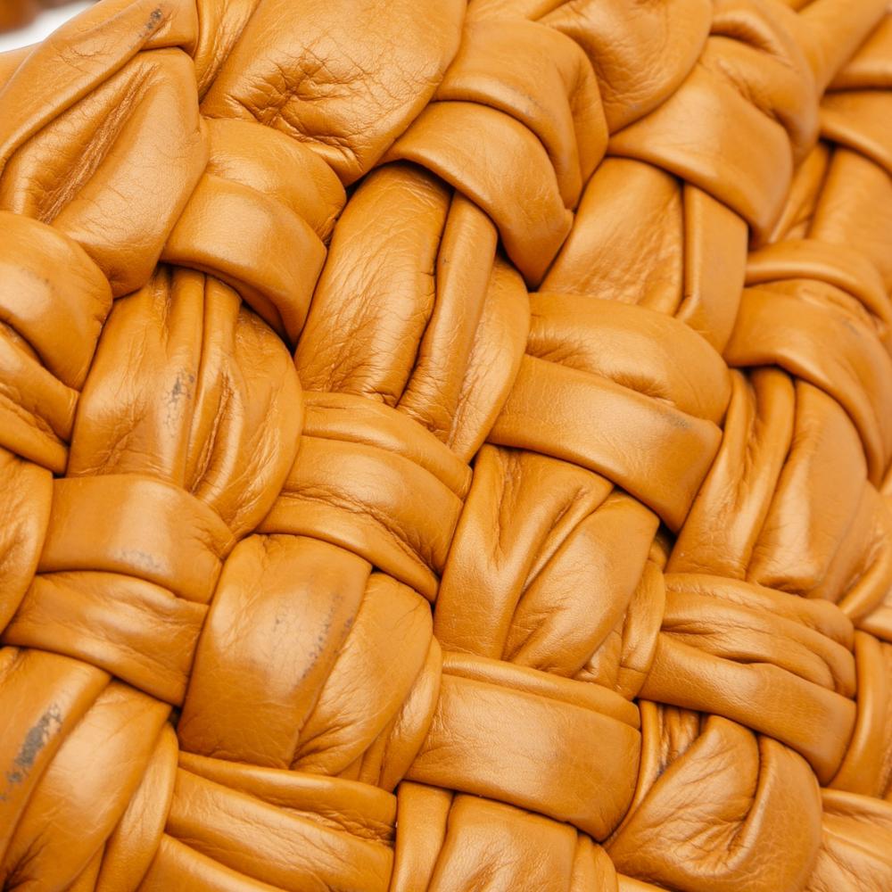 Bottega Veneta B Bottega Veneta Brown Calf Leather Small skin Intreccio Kalimero Bucket Bag Italy