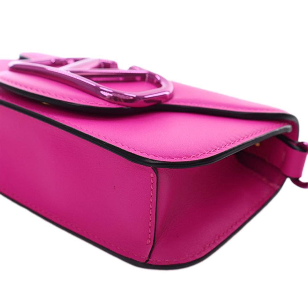 Valentino AB Valentino Pink Hot Pink Calf Leather Small skin VLogo Loco Satchel Italy