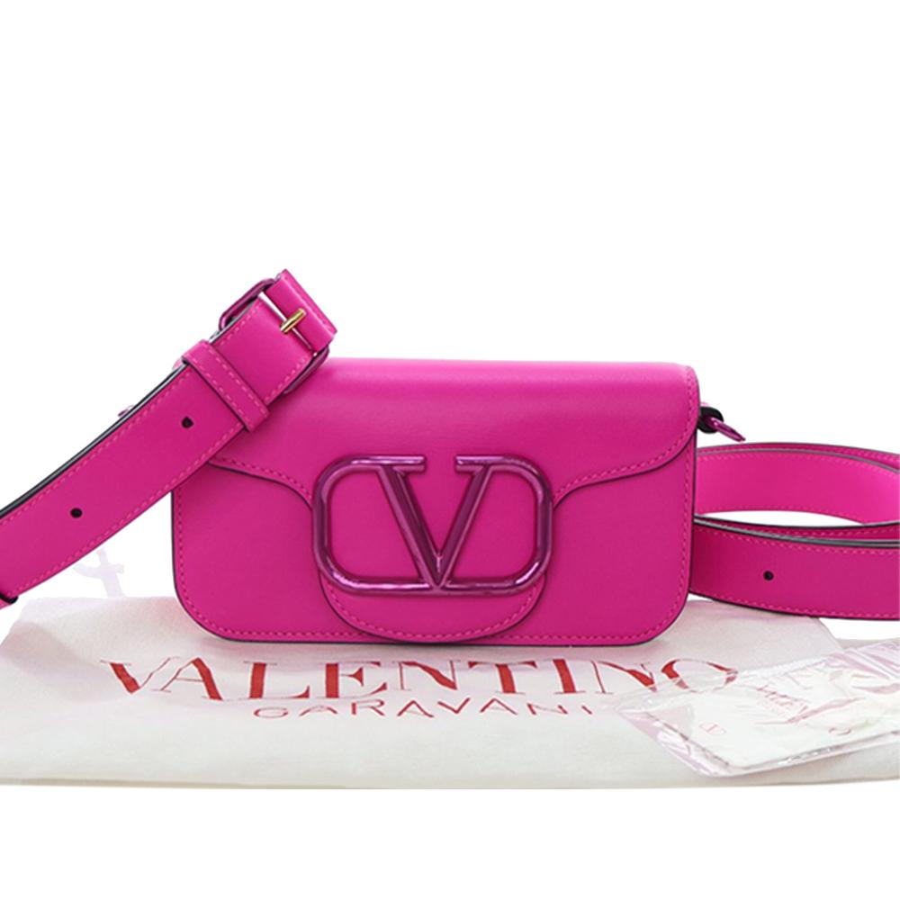 Valentino AB Valentino Pink Hot Pink Calf Leather Small skin VLogo Loco Satchel Italy