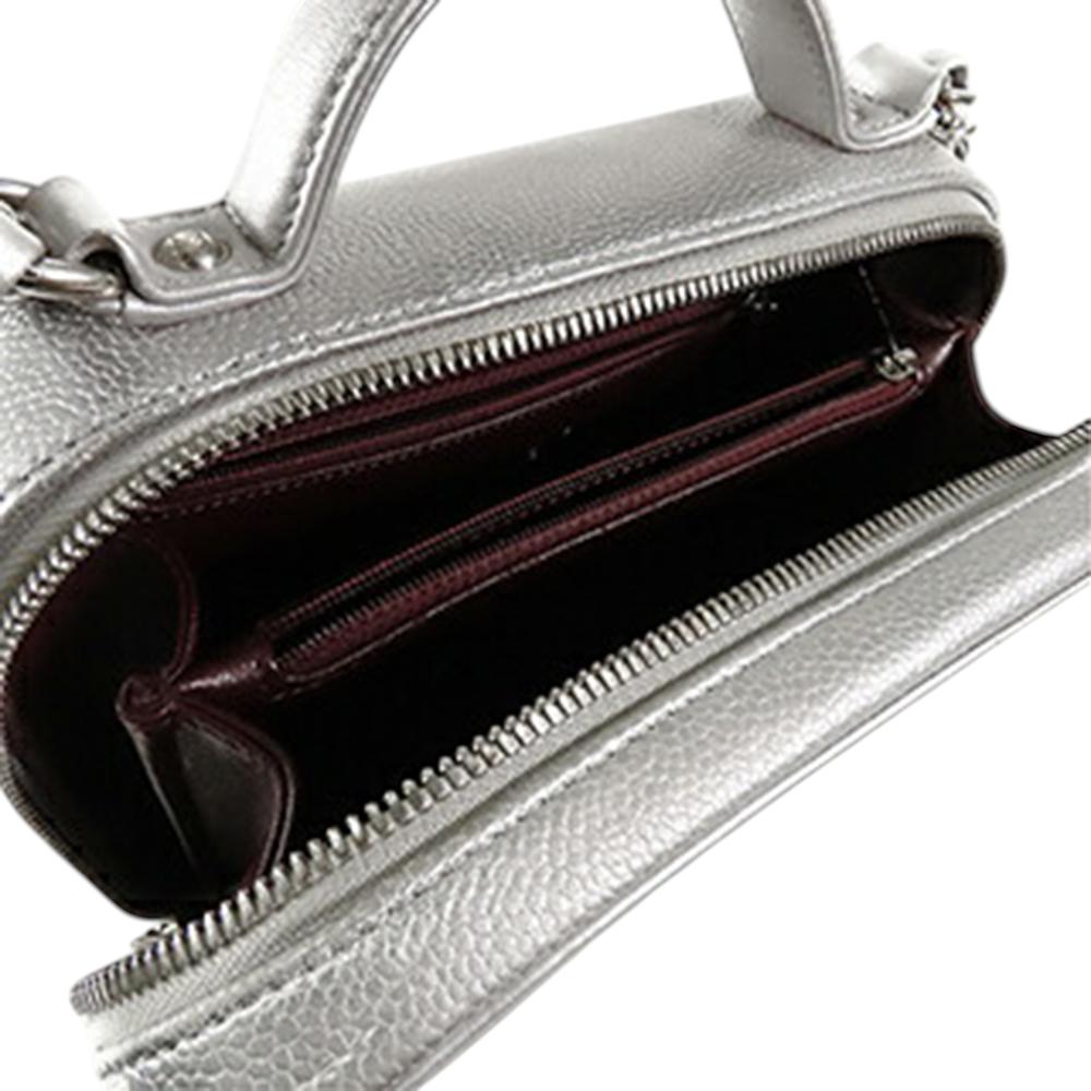 Chanel AB Chanel Silver Caviar Leather Leather Medium Caviar CC Filigree Vanity Case Italy