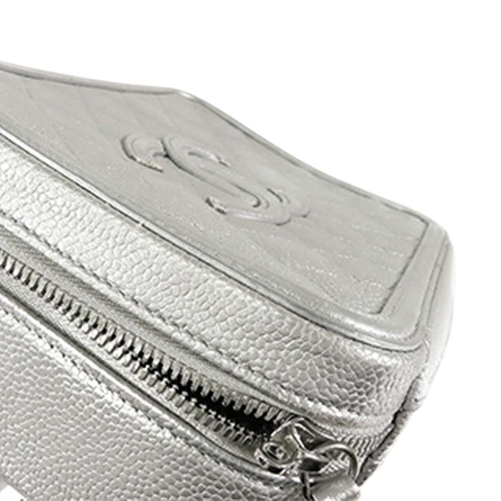 Chanel AB Chanel Silver Caviar Leather Leather Medium Caviar CC Filigree Vanity Case Italy