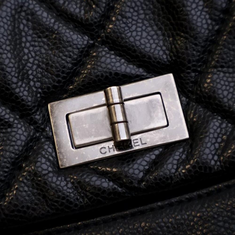Chanel B Chanel Black Caviar Leather Leather Reissue Quilted Caviar Messenger Flap France