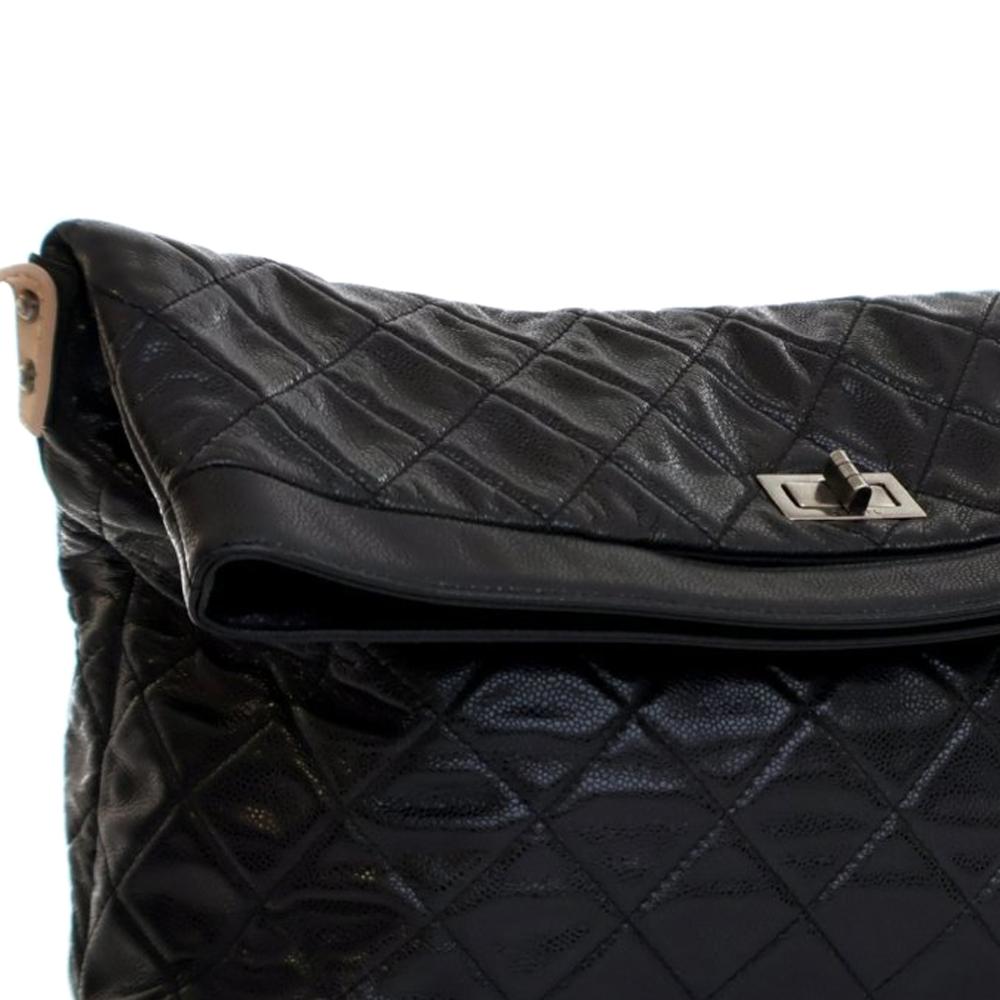 Chanel B Chanel Black Caviar Leather Leather Reissue Quilted Caviar Messenger Flap France