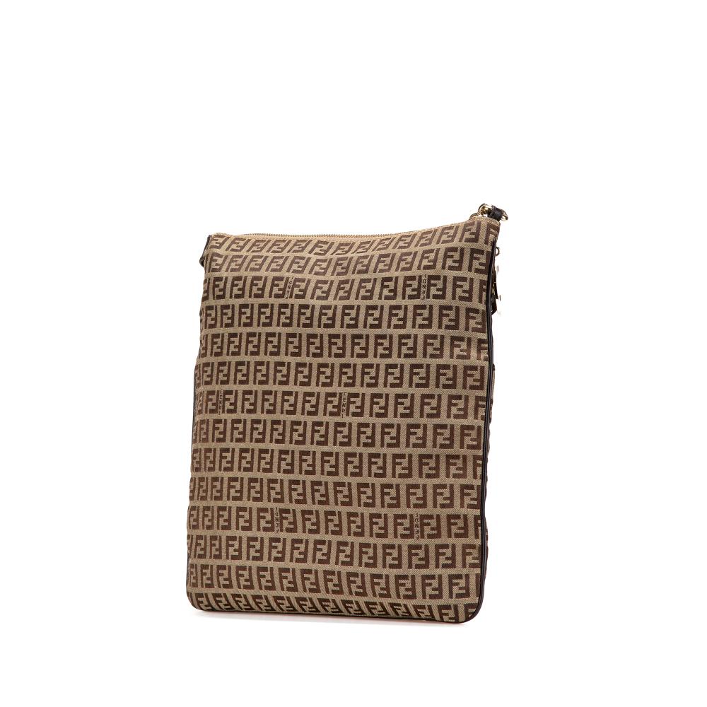 Fendi B Fendi Brown Light Brown Canvas Fabric Zucchino Crossbody Italy