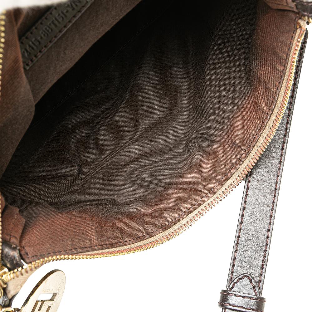 Fendi B Fendi Brown Light Brown Canvas Fabric Zucchino Crossbody Italy