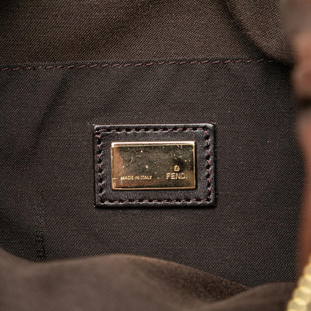 Fendi B Fendi Brown Light Brown Canvas Fabric Zucchino Crossbody Italy