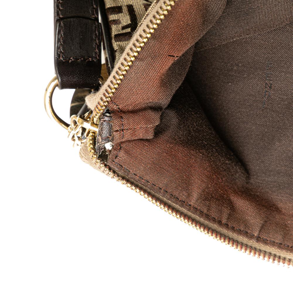 Fendi B Fendi Brown Light Brown Canvas Fabric Zucchino Crossbody Italy