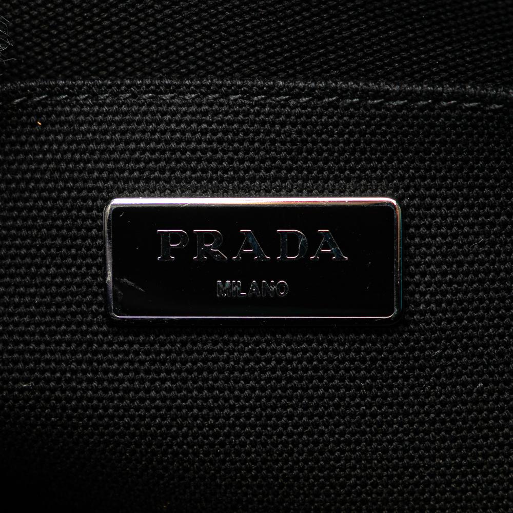 Prada B Prada Blue Dark Blue Canvas Fabric Camouflage Canapa Logo Satchel Italy