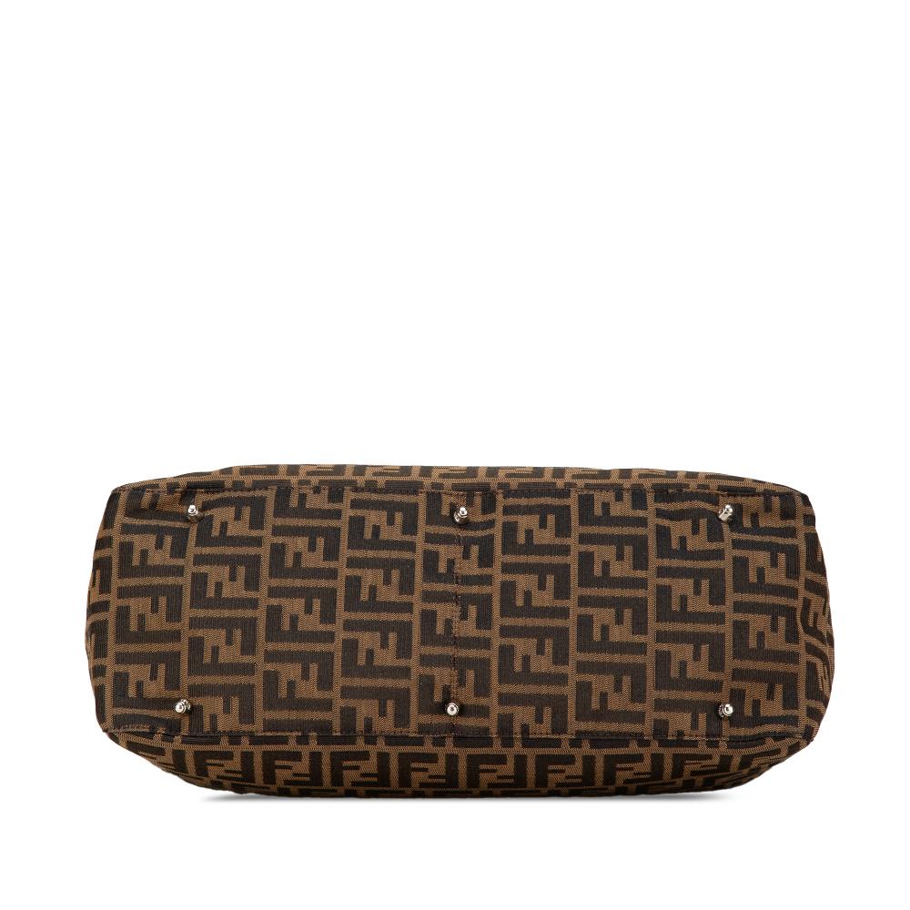 Fendi B Fendi Brown Canvas Fabric Large Zucca Twins Tote Italy