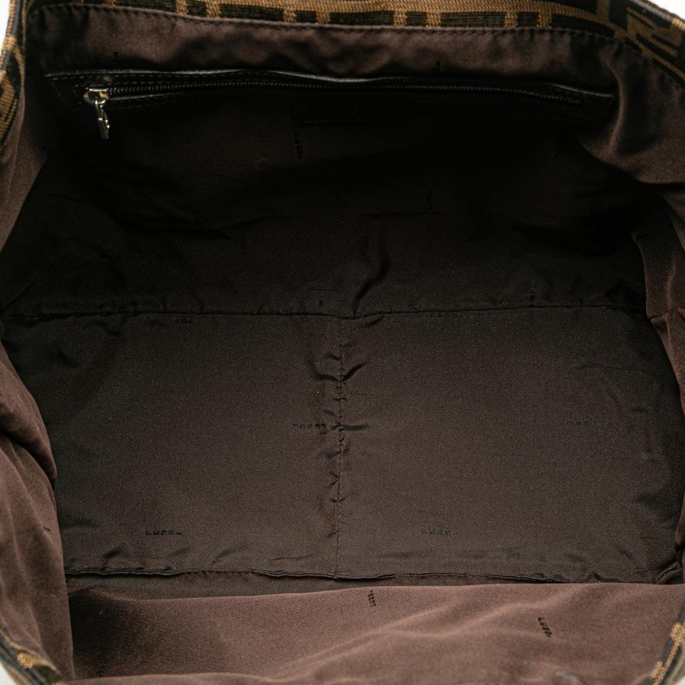 Fendi B Fendi Brown Canvas Fabric Large Zucca Twins Tote Italy