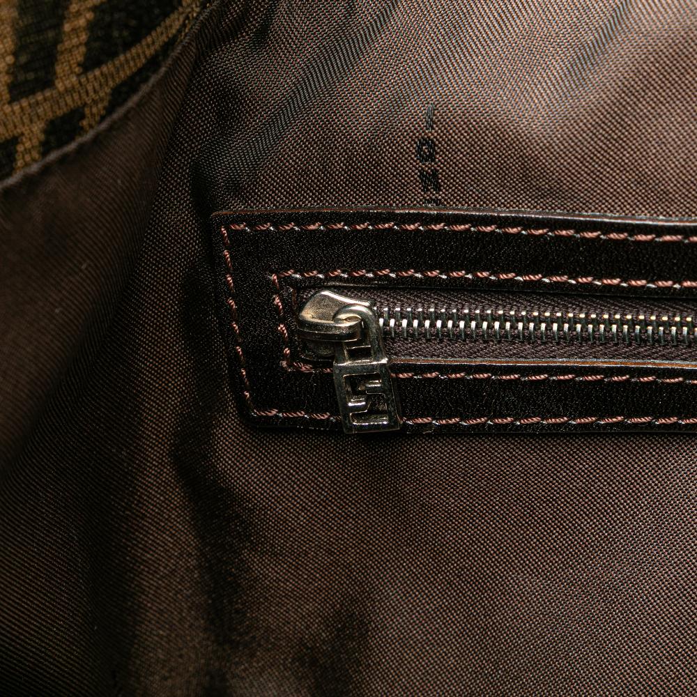 Fendi B Fendi Brown Canvas Fabric Large Zucca Twins Tote Italy