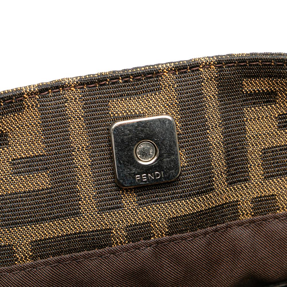 Fendi B Fendi Brown Canvas Fabric Large Zucca Twins Tote Italy