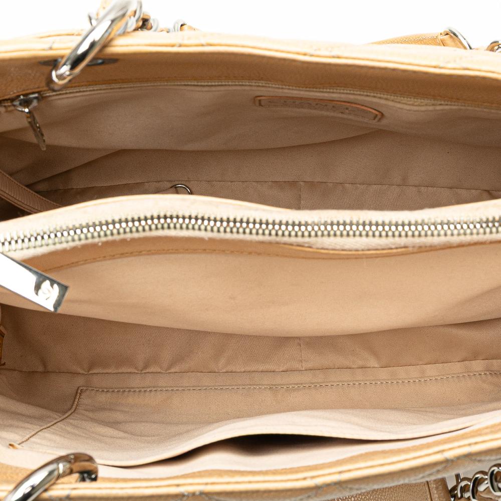 Chanel B Chanel Brown Light Beige Caviar Leather Leather Caviar Grand Shopping Tote Italy