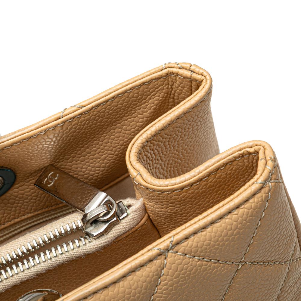 Chanel B Chanel Brown Light Beige Caviar Leather Leather Caviar Grand Shopping Tote Italy