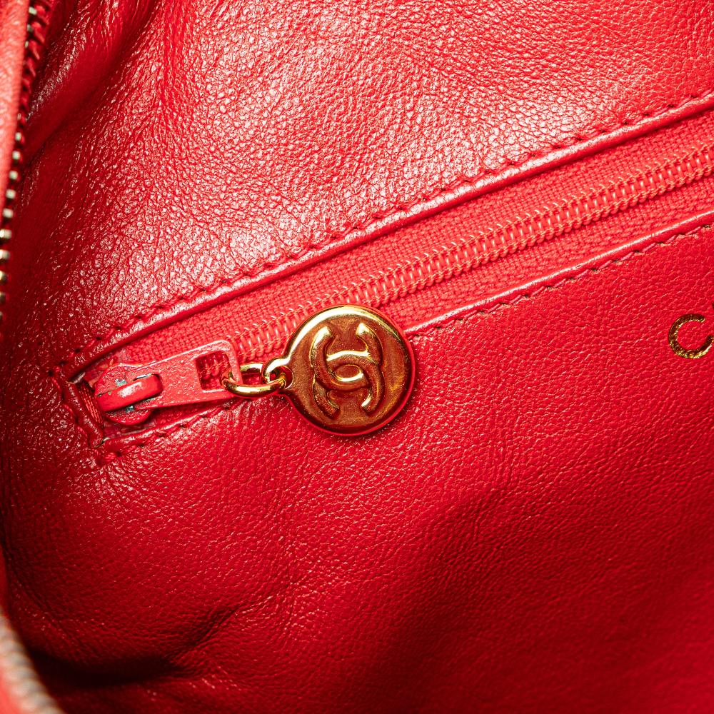 Chanel B Chanel Red Calf Leather CC Quilted Caviar Chain Camera Bag Italy