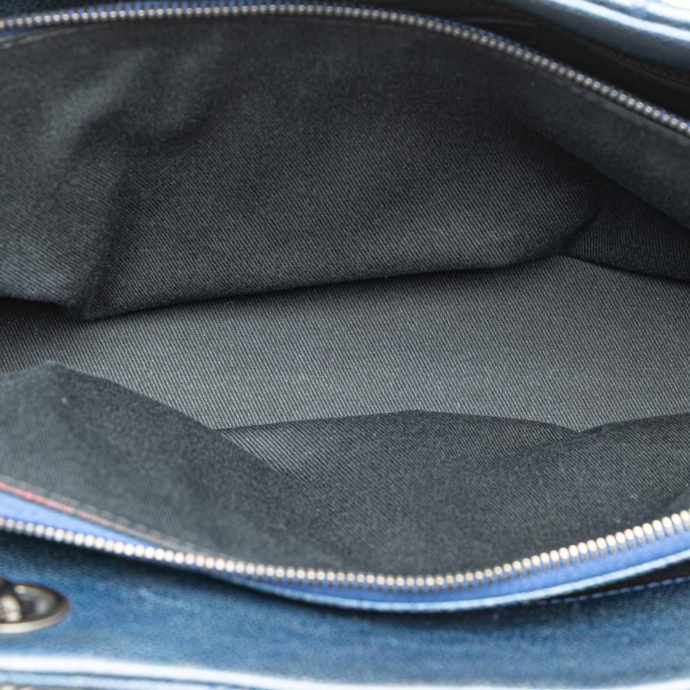 Chanel B Chanel Blue Dark Blue Caviar Leather Leather Quilted Iridescent Caviar Chic Shopping Tote Italy