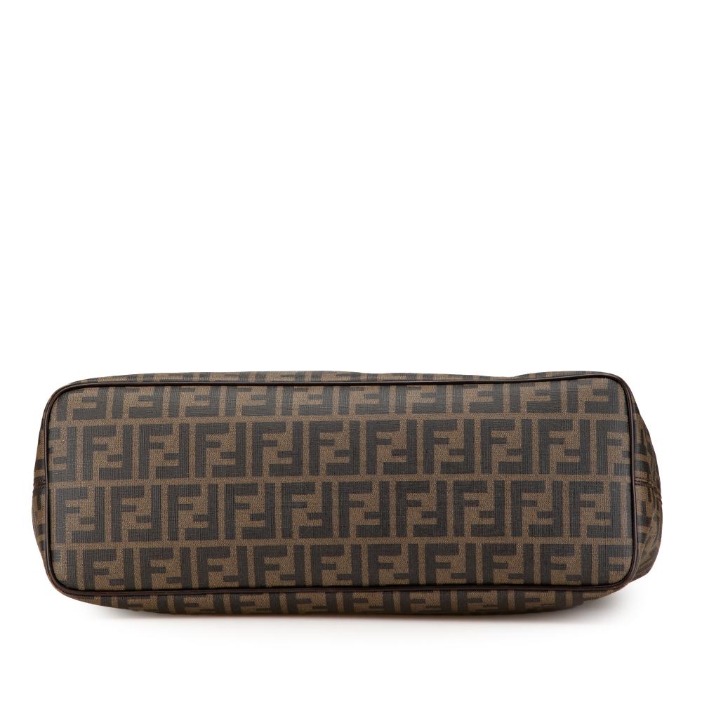 Fendi B Fendi Brown Coated Canvas Fabric Zucca Spalmati Tote Italy