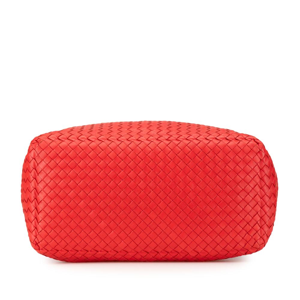Bottega Veneta B Bottega Veneta Red Nappa Leather Leather Nappa Intrecciato Brick Tote Italy
