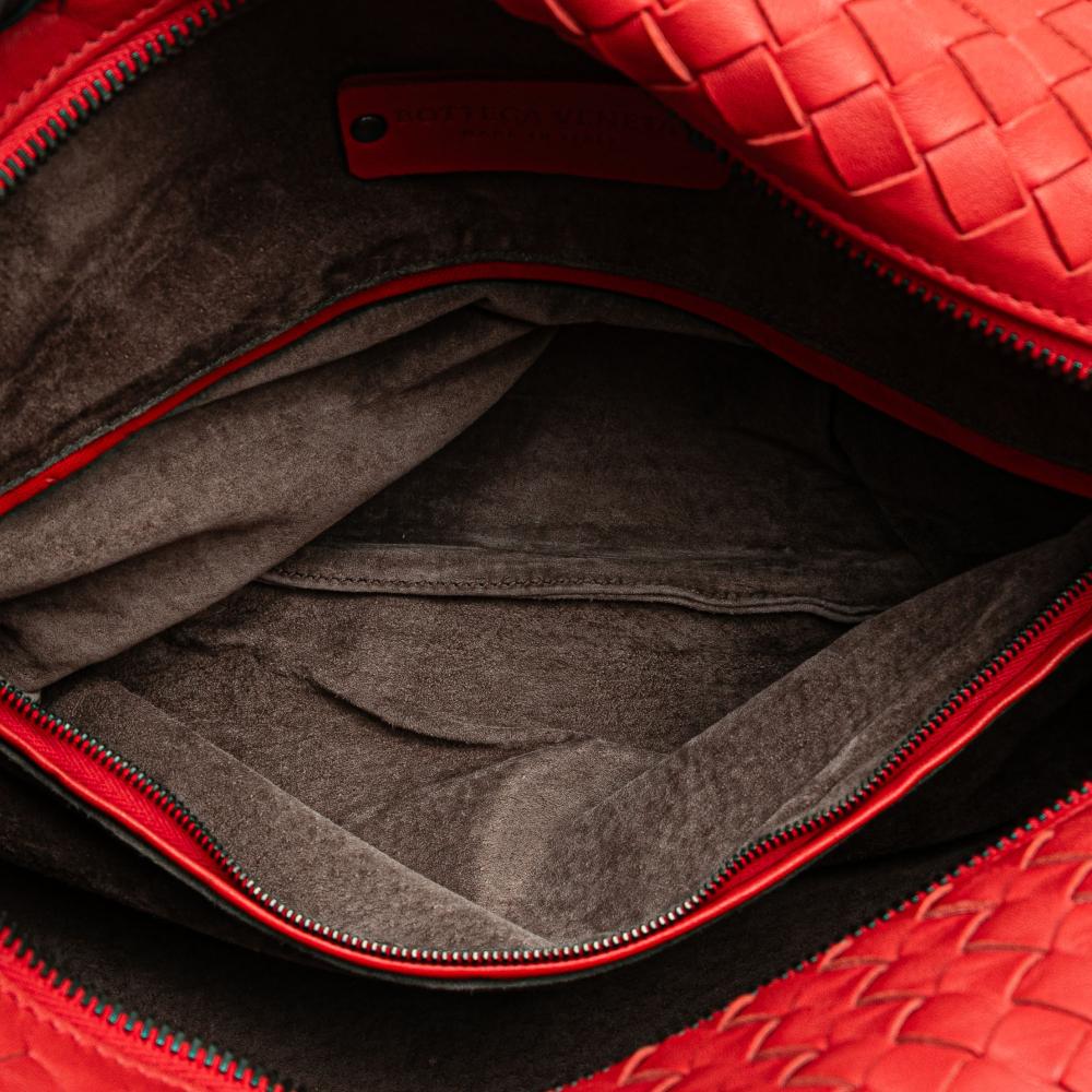 Bottega Veneta B Bottega Veneta Red Nappa Leather Leather Nappa Intrecciato Brick Tote Italy