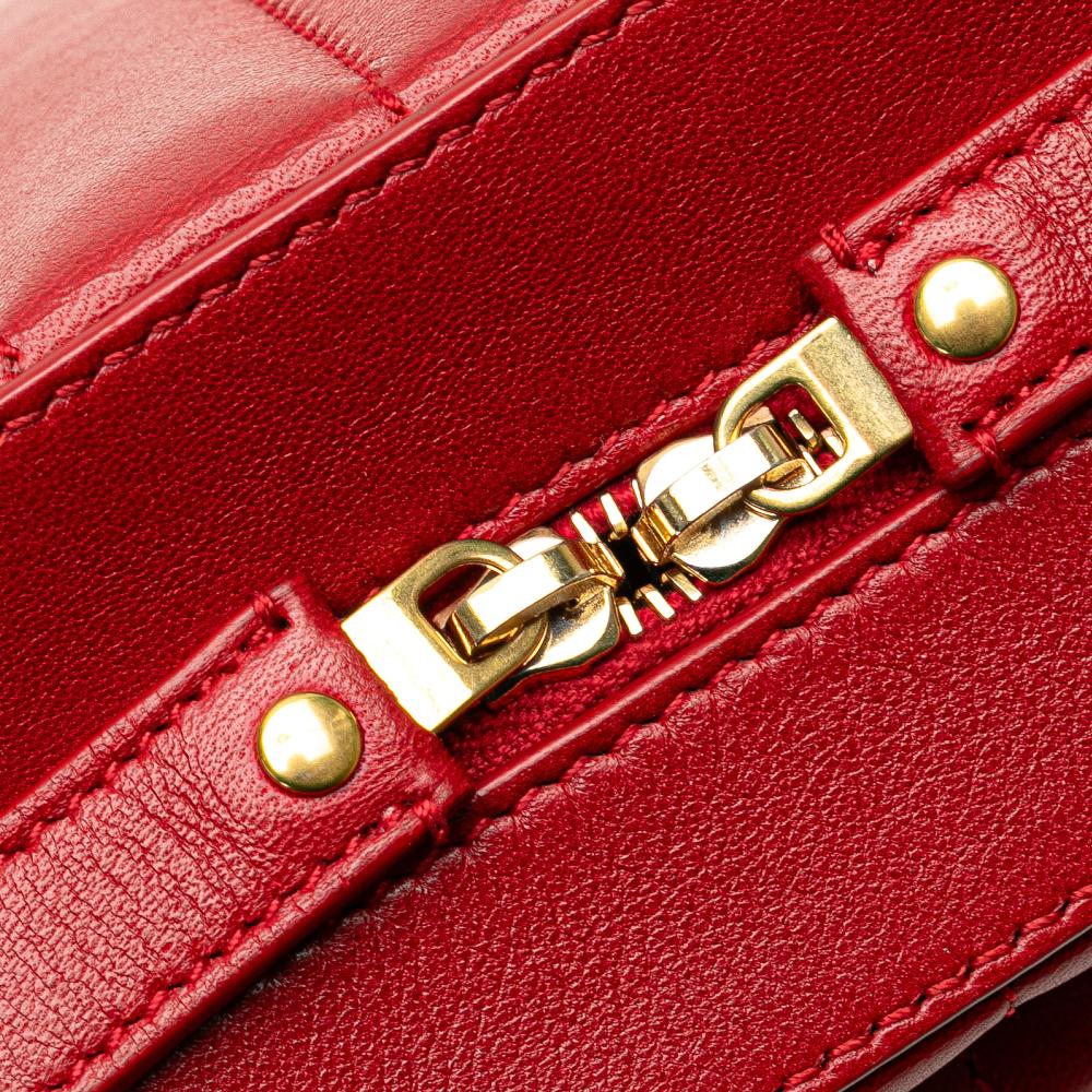 Saint Laurent B Saint Laurent Red Lambskin Leather Leather Toy Lambskin Vicky Crossbody Italy
