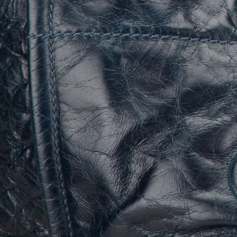 Chanel B Chanel Blue Navy Calf Leather Medium Glazed skin and Caviar Deauville Tote Italy