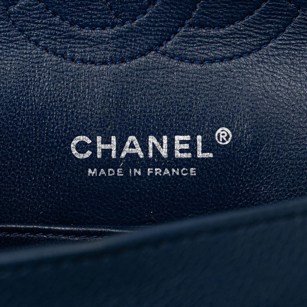 Chanel B Chanel Blue Peacock Caviar Leather Leather Medium Classic Caviar Double Flap France