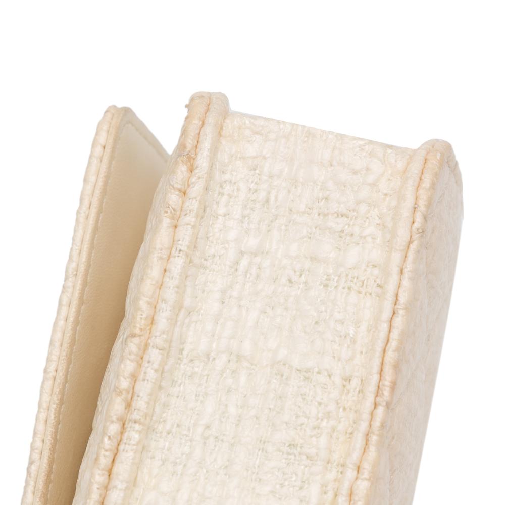 Chanel B Chanel Brown Beige Coated Canvas Fabric CC Coated Tweed Wallet On Chain Italy