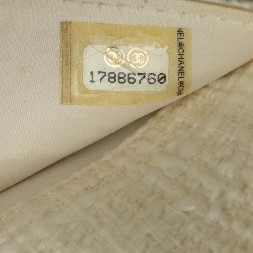 Chanel B Chanel Brown Beige Coated Canvas Fabric CC Coated Tweed Wallet On Chain Italy